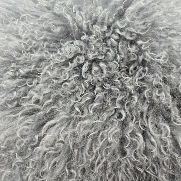 Tahari Wool Fur Fluffy Decorative Throw Pillow Light Green and Gray - Picture 4 of 12